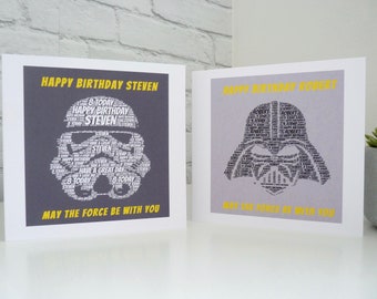 Personalised Star Wars inspired Birthday Card, Personalised Stormtrooper Card, Personalised Darth Vadar Birthday Card