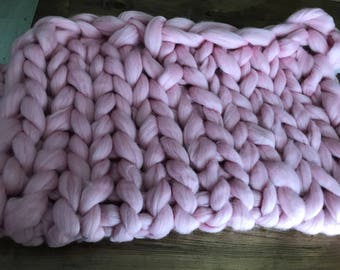 Candy Pink Chunky Knit Baby Blanket