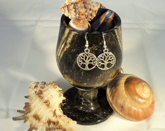 Silver Tone World Tree Earrings