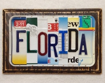 Florida Made to Order License Plate Art Sign Florida State Birthday Anniversary Fathers Day Unique One of a kind Gift