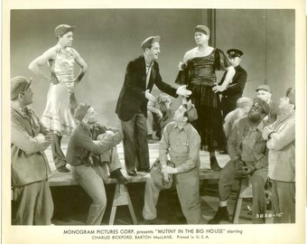 Vintage Glossy 8 x 10 Photo Mutiny In The Big House Monogram Pictures Corp Men In Drag Crossdressing Movie Memorabilia