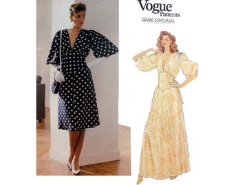 Vintage Vogue Paris Original Yves Saint Laurent Special Occasion Dress, Misses Size 10 Bust 32.5 UNCUT Sewing Pattern 1318