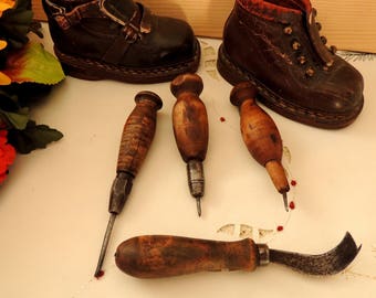 Antique Shoemaking 4 Tools, Vintage Home Table Decor Decoration Ornament, Collectibles