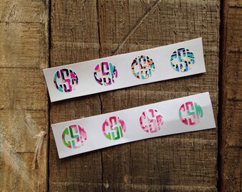 Lilly Pulitzer Inspired Fitbit Monogram Decals Set of 4 Personalized Fitbit Stickers Monogram Decal Stickers