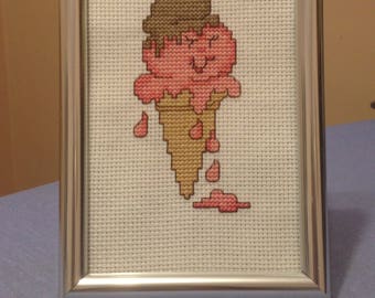 4x6 Finished Ice Cream Cross Stitch