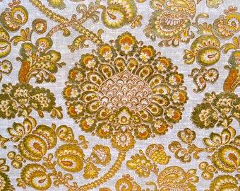 Vintage Wallpaper - Mid Century Metallic Jacobean Floral - 27 x 46