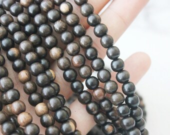 6mm Round Tiger Ebony Beads Natural Wood Beads Full strand