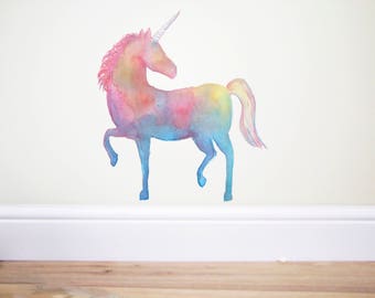 Rainbow unicorn, pastel unicorn,girls bedroom decor,unicorn sticker,unicorn wall decal,unicorn decor,unicorn art ,horse sticker,pastel decor