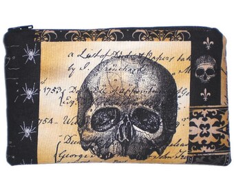 Victorian Gothic Skull Makeup Bag Zipper Pouch Wallet Gadget Bag Clutch