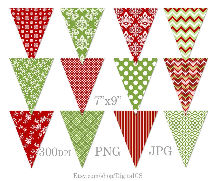 DIY Christmas garland Printable Christmas bunting clipart