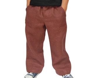 CLOSING DOWN SALE. Brown Handmade Linen Trousers