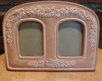 Terracotta double picture frame, vintage Terragraphics picture frame, 1980’s picture frame, 1980’s prop