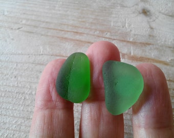 Organic bottle green Sea Glass cufflinks for him or her with Genuine Natural Amalfi Sea Glass / nr88