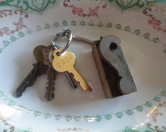 Letterpress question mark key chain and keys