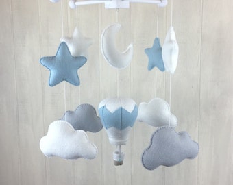 Baby mobile - cloud mobile - sky mobile - hot air balloon mobile - baby crib mobile - star mobile