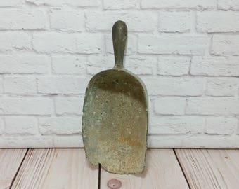 Vintage Rustic Primitive Galvanized Steel Grain Feed Scoop
