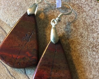 Mahogany Jasper earrings and sterling silver backs Gift Boxed
