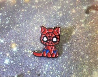 spider-cat enamel pin