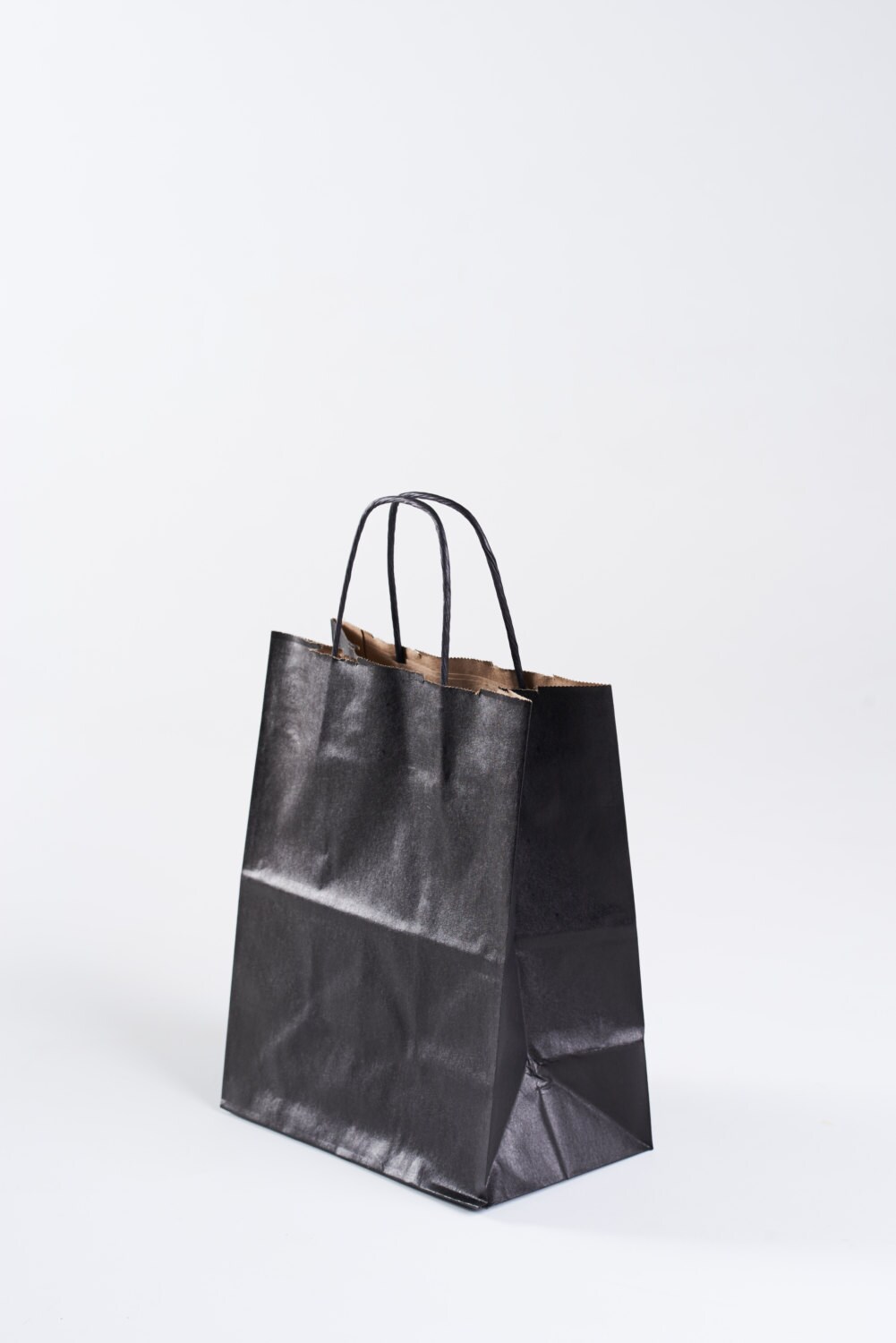 50 Black Paper Gift Bags with Handles Bulk size Cub