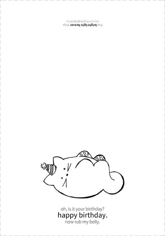 funny cat birthday card printable instant download digital birthday cards for printable