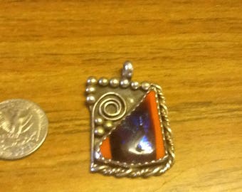 Dichroic glass and sterling silver .925 pendant