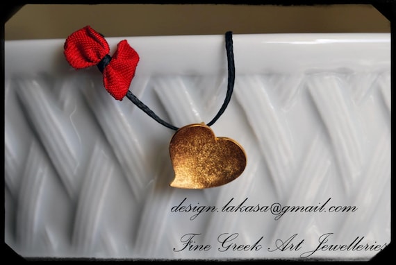 Necklace Heart Sterling Silver Gold plated Handmade Jewelry Fine Greek Art Woman Girl Birthday Best ideas Gift for her Mother Day Love Mommy