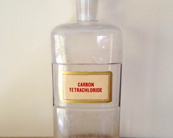 Antique Apothecary Bottle Jar - carbon tetrachloride - pharmacy