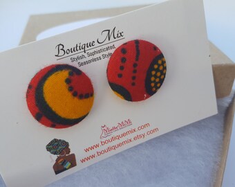 Red earrings, Red button earrings, Red fabric earrings, Fabric button earrings, Button earrings, Fabric earrings, Red fabric earrings, Gifts