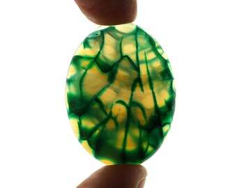 Green Dragon Veins Agate cabochon stone EA577