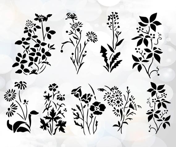 Download Hand drawn flower pack - Flower Silhouette Clip Art Set ...