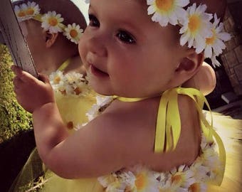 daisy chain, daisy headband, daisy wreath, toddler headband, infant headband