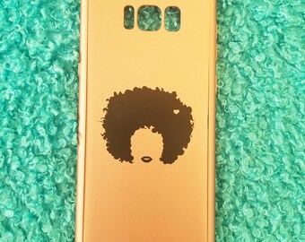 Rose Gold Cell Phone Case, Samsung Galaxy 8 Plus, Personalized Fro at Heart Afro Design Protective Case