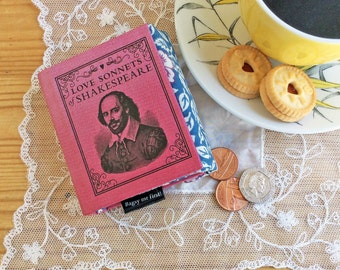 William Shakespeare Coin Purse, Poetry coin purse, Teeny tiny book purse, Shakespeare purse