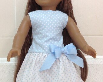 Blue Polka Dots Dress American Made 18 Inch Doll Clothes