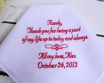 Personalized Step Father of the Bride Keepsake Handkerchief - Men's Handkerchief, Step Dad Gift, Step Parent Gift, Thread Born Memories