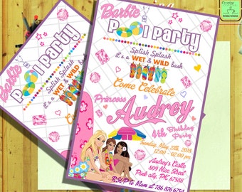Barbie Invitation.Barbie Birthday.Barbie Pool Party.Barbie Pool Invitation.Barbie Card.Barbie Printable.Barbie Digital Download.Barbie-G4