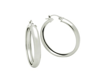 925 Sterling Silver 36mm Lightweight Hoop Earrings