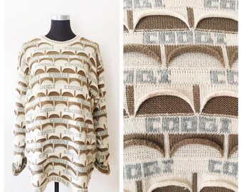 Vintage COOGI Australia 90s Sweater- L, Stripe, Cosby Pullover