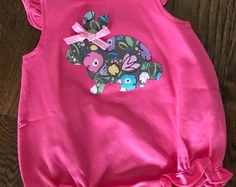 Pink bunny appliqué romper