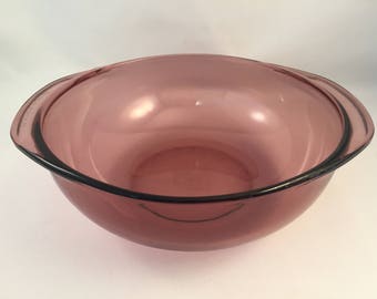Cranberry Glass Pyrex Bowl, Oven and Microwave Safe, No Stove Top, 2 Quart #024, Cranberry Pyrex
