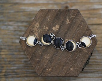 Solar Eclipse Bracelet, Solar Eclipse, Sun Eclipse, Sun Bracelet, Solar Eclipse Phases, Phase Bracelet, Solar System Bracelet, Space Jewelry