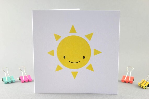 Sunshine Card Sun Card Thank You Card Hello Card Blank