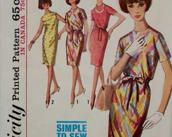 Simplicity 5796 Vintage 1960's Misses Dress Size 12