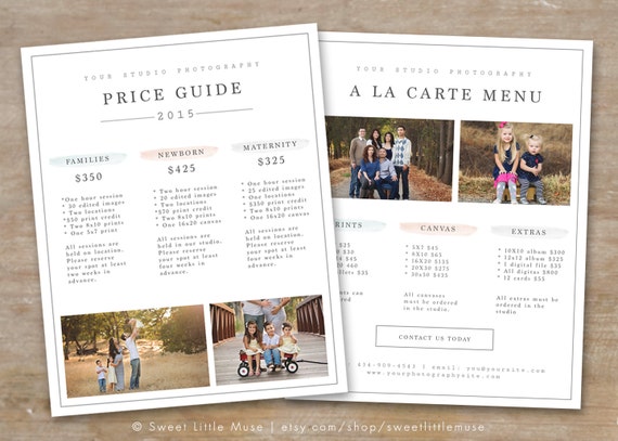 Photography Price List Template Photography Pricing Guide