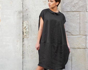 Plus Size Linen Dress, Oversized Dress, Black Linen Dress, Plus Size Clothing, Plus Size Dress, Black Dress, Women Linen Dress, Summer Dress