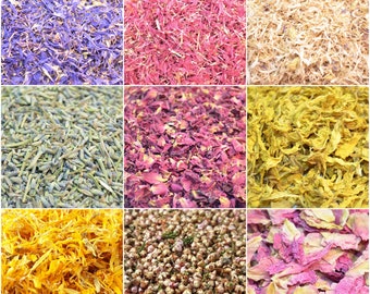 Dried Flowers and Petals, 36 + Types, Bath Bomb Making, Confetti, Soap, Soy Candle, Potpourri, Biodegradable, Flower Crafts, Supplies