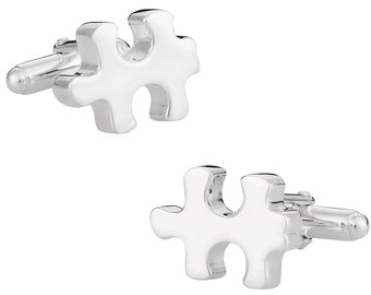 925 Sterling Silver Puzzle Piece Autism Awareness Cufflinks