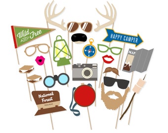 Printable Camping Party Photo Booth Props - Outdoors Party Photo Booth Props - Camping Photobooth - Camping Photo Booth - Rustic Lumberjack