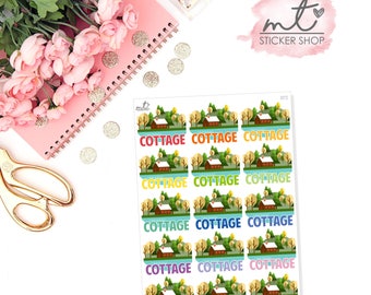 Cottage || 15 Planner Stickers || Erin Condren Life Planner, Happy Planner || SKU 072