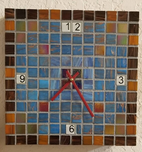 Creative mosaic wall clock with multi colored tiles most